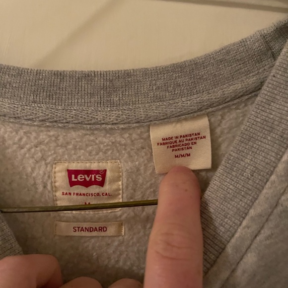 LEVI SIZE MEDIUM WORN ONCE GREY SWEATER - Picture 2 of 4